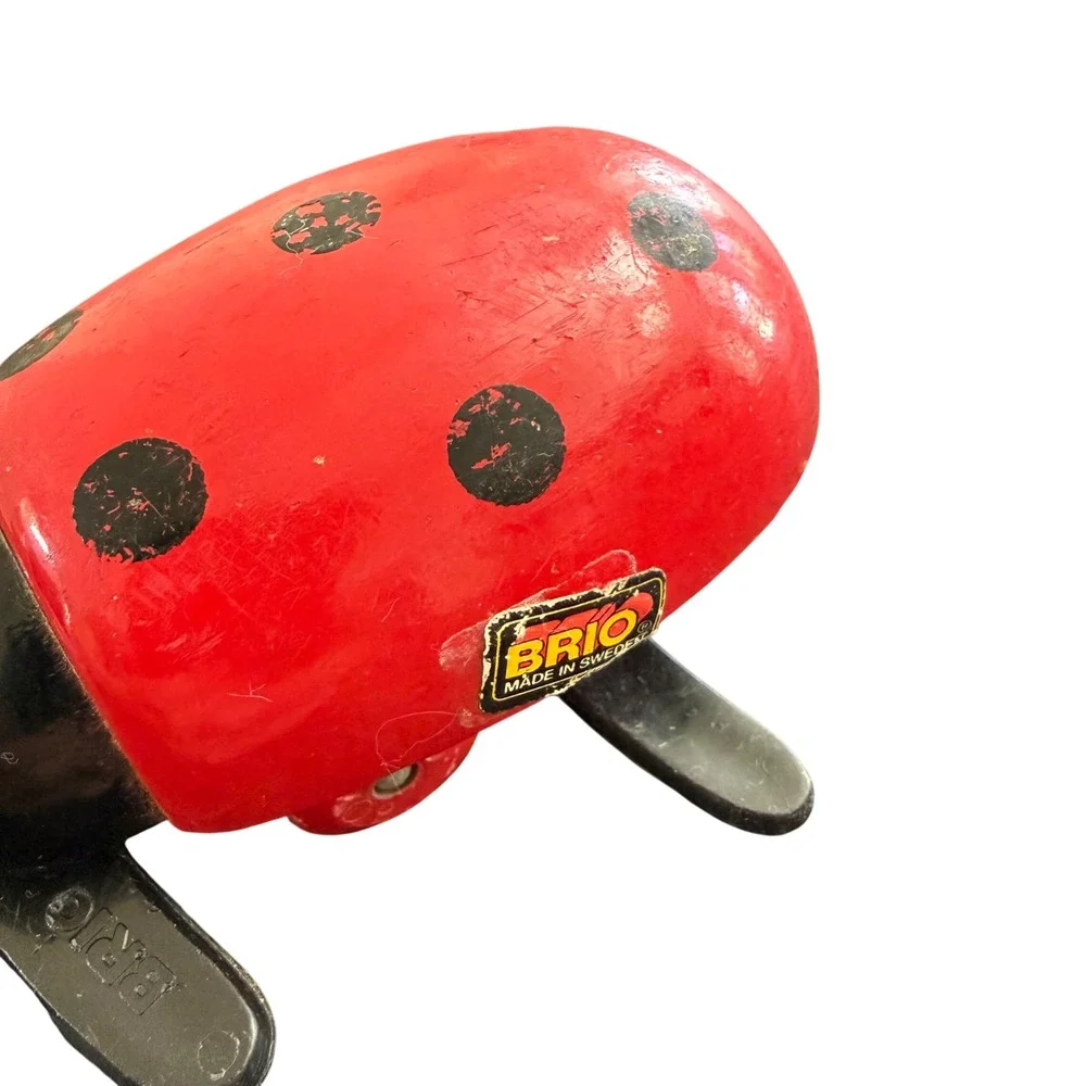 Vintage BRIO Ladybug‎ Wooden Pull Toy Made in Sweden Scandinavian Classic